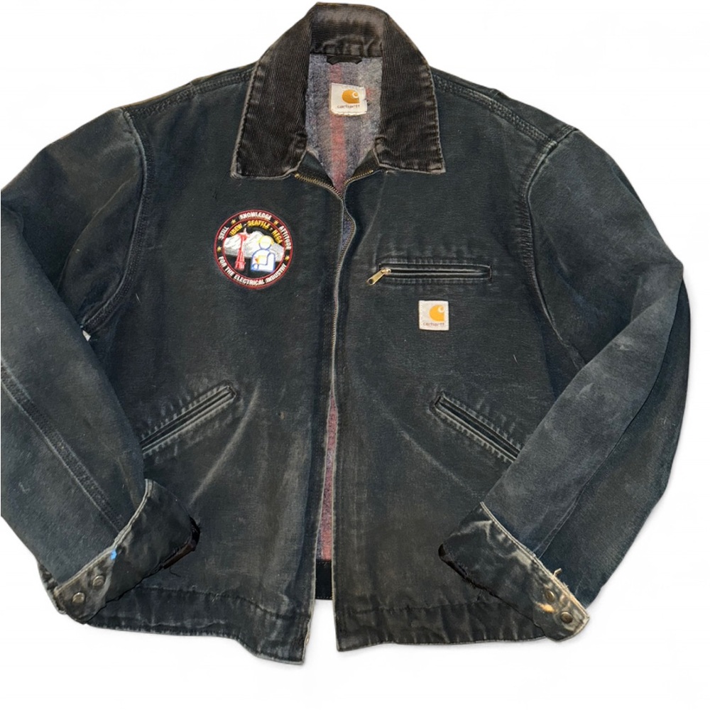 Vintage Black Carhartt Detroit J97 Blanket Lined Jacket Size Small
